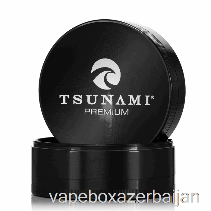 Vape Smoke Tsunami 3.9inch 4-Piece Sunken Top Grinder Black (100mm)